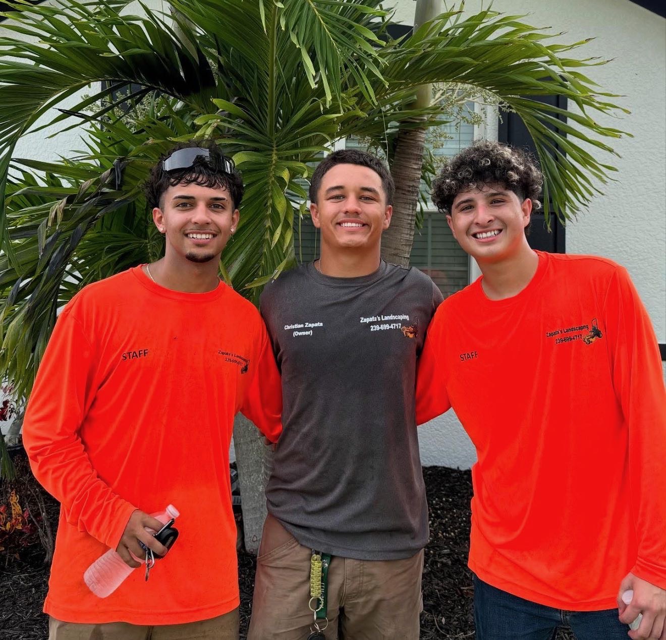 Christian Zapata with the Zapata's Landscaping team